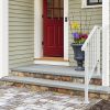 Handrails for Outdoor Steps, Iron Handrail Fits 2 Step, Transitional Handrail with Installation Kit, White(same as 74664377)