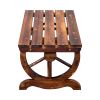 2-Person Rustic Garden Bench; Outdoor Wagon Wheel Porch Bench for Backyard Patio Garden; Brown