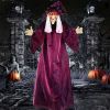 70in Hanging Witch Halloween Decor, Sound & Touch Activated Talking Witch with Glowing Red Eyes