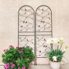 4 Pack Metal Garden Trellis 71" x 19.7" Rustproof Trellis for Climbing Plants Outdoor Flower Support Bird Deco Black