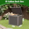 35 Gallon Waterproof Outdoor Deck Box with Lockable Lid and Side Handles, Resin Storage Container for Patio Garden Backyard
