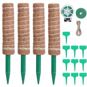 4Pcs Coco Coir Extendable Moss Pole for Climbing Plants Plant Support with 10 Labels 6.6Feet Jute Rope 6.6 Feet Fasten Strap 65.6 Feet Twist Tie Indoo (Option: 32CM)