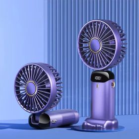 Portable Fan; Handheld Fan Personal Mini Fan 4200mAh Rechargeable With 5 Speeds; Battery Operated Mini Fan With LED Display; 11-21Hs Desk Fan Working (Color: Purple)