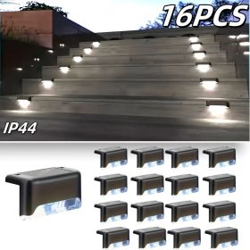 32PCS Solar Deck Lights Outdoor, Solar Step Lights Waterproof Led Solar lights for Outdoor Stairs, Step , Fence, Yard, Patio (Color: White light 16PCS)
