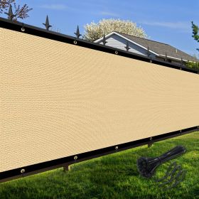 Artpuch Privacy Fence Screen Sand Customized Outdoor Mesh Panels for Backyard, Balcony,Patio,Construction Site with Zip Ties (Color: Sand, size: 5x55 ft)