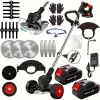Cordless Electric Weed Wacker Portable Grass Trimmer with 3 Blade Types and 2 High Capacity Batteries Powerful Lawn Mower for Garden Yard Lawn Mainten