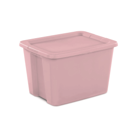 18 Gallon Plastic Storage Container with Snap-On Lid (Color: Pink, Pack Size: 2 Pack)