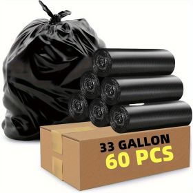 50/100PCS Heavy Duty Trash Bags,30-65Gallon Black Trash Bags, Heavy Duty Black Garbage Bags,Extra Large Black Bags for Lawn, Leaf (100 PCS: 35 Gallon -33*40)