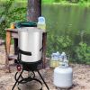 30QT Propane Turkey Fryer Set Silver Aluminum Pot with Black Round Iron Stand Outdoor Gas Deep Fryer Kit for Frying Turkey Seafood and Boiling Crawfis