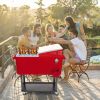 80 Quart Rolling Cooler Cart Portable Patio Party Beverage Ice Chest with Shelf and Bottle Opener Outdoor Drink Cooler Trolley for Backyard BBQ Pool G