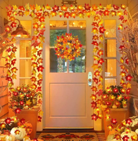 Simulation Maple Leaf Light String Thanksgiving Halloween Room Decoration Arrangement Battery Box (Option: 2meters)