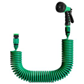 EVA Recoil Garden Hose Flexible Self-coiling Water Hose with 3/4” and 1/2” Adapter with 7 Spraying Modes for Boat Greenhouse Yard Patio (Option: 15M)